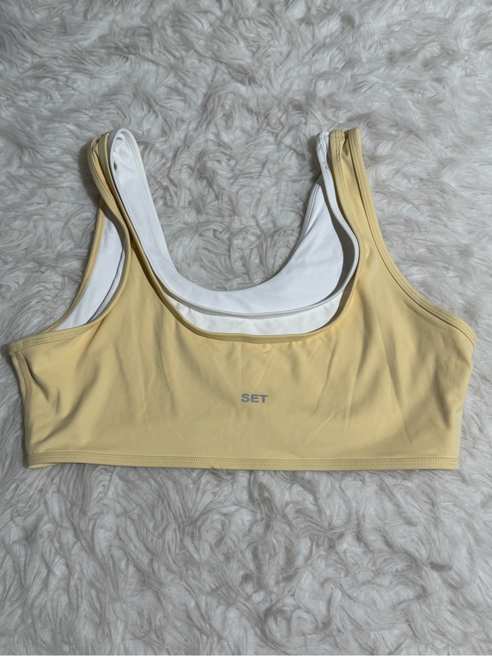 NEW Set Active XL Butter Yellow Matching Set Shorts Sports Bra Tank Top Workout - Picture 5 of 12